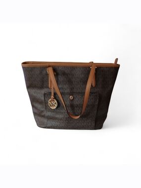 Michael Kors Brown Logo Tote with Tan Trim